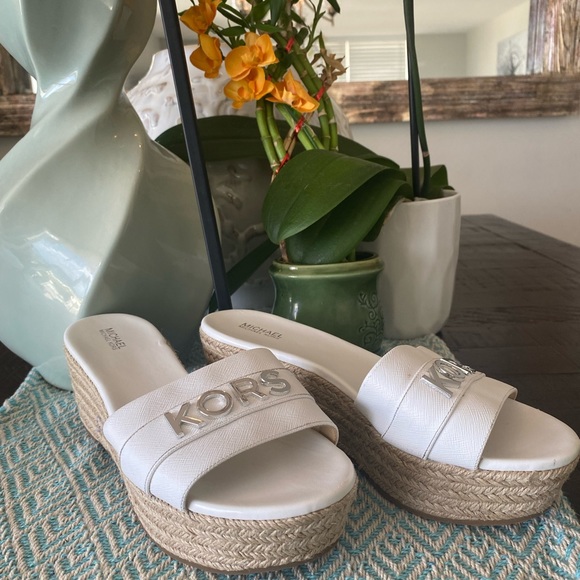 Michael Kors Wedges (White) w/Silver Hardware - Picture 2 of 12